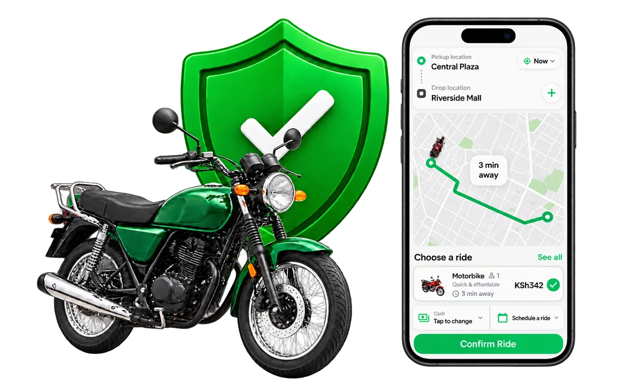 Jenga Ride safety shield, motorbike and app tracking preview