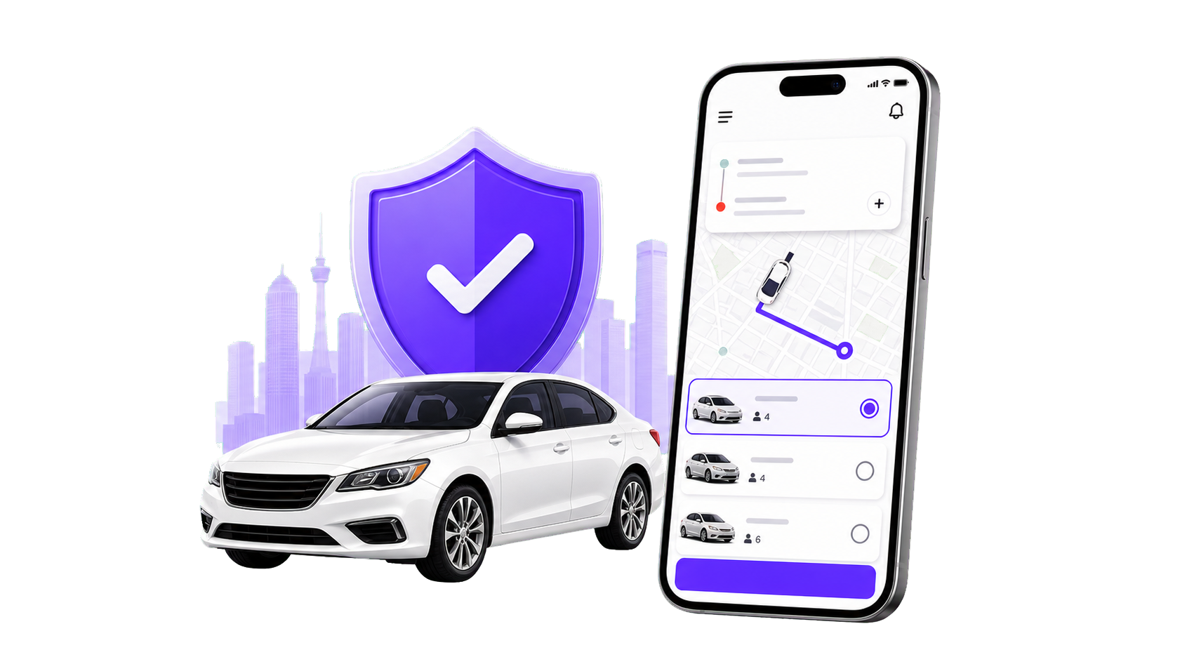 Jenga Ride safety shield, car and app tracking preview